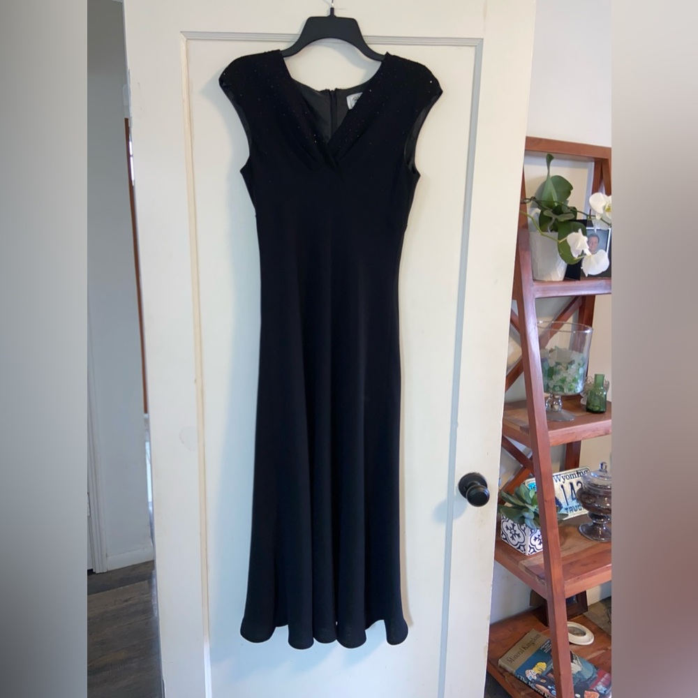 Bob Mackie Formal Evening Gown Elegant Vintage Beaded Sparkle Formal Black 6 EUC